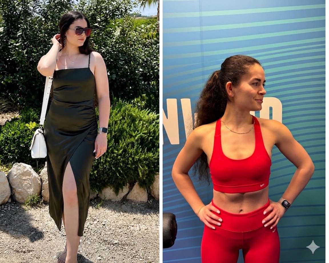 Female client transformation, 66kg to 58kg